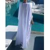 imageBsubseach Gold Embroidery Long Kaftan Dresses V Neck Caftan Dress Beach Cover Ups for Women EmbroideryWwhite
