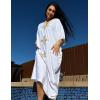 imageBsubseach Gold Embroidery Long Kaftan Dresses V Neck Caftan Dress Beach Cover Ups for Women EmbroideryWwhite