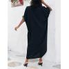 imageBsubseach Gold Embroidery Long Kaftan Dresses V Neck Caftan Dress Beach Cover Ups for Women EmbroideryXblack