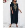 imageBsubseach Gold Embroidery Long Kaftan Dresses V Neck Caftan Dress Beach Cover Ups for Women EmbroideryXblack