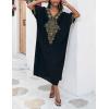imageBsubseach Gold Embroidery Long Kaftan Dresses V Neck Caftan Dress Beach Cover Ups for Women EmbroideryXblack