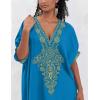 imageBsubseach Gold Embroidery Long Kaftan Dresses V Neck Caftan Dress Beach Cover Ups for Women EmbroideryXcyan