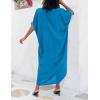 imageBsubseach Gold Embroidery Long Kaftan Dresses V Neck Caftan Dress Beach Cover Ups for Women EmbroideryXcyan