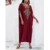 imageBsubseach Gold Embroidery Long Kaftan Dresses V Neck Caftan Dress Beach Cover Ups for Women EmbroideryXmaroon