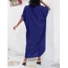 imageBsubseach Gold Embroidery Long Kaftan Dresses V Neck Caftan Dress Beach Cover Ups for Women EmbroideryXnavy Blue