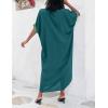 imageBsubseach Gold Embroidery Long Kaftan Dresses V Neck Caftan Dress Beach Cover Ups for Women EmbroideryXpeacock Green