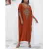 imageBsubseach Gold Embroidery Long Kaftan Dresses V Neck Caftan Dress Beach Cover Ups for Women EmbroideryXrust Red