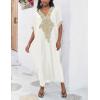 imageBsubseach Gold Embroidery Long Kaftan Dresses V Neck Caftan Dress Beach Cover Ups for Women EmbroideryXwhite