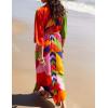 imageBsubseach Kaftan Dresses for Women Bathing Suit Cover Up Beach Caftan with Drawstring