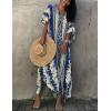 imageBsubseach Kaftan Dresses for Women Kaftan Cover Ups Swimwear Plus Size Tie Dye Kaftans Maxi Dress Long Beach Cover UpAblue