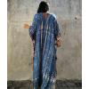 imageBsubseach Kaftan Dresses for Women Kaftan Cover Ups Swimwear Plus Size Tie Dye Kaftans Maxi Dress Long Beach Cover UpBlueBeige