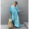 imageBsubseach Kaftan Dresses for Women Kaftan Cover Ups Swimwear Plus Size Tie Dye Kaftans Maxi Dress Long Beach Cover UpC Bluegreen