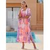 imageBsubseach Kaftan Dresses for Women Kaftan Cover Ups Swimwear Plus Size Tie Dye Kaftans Maxi Dress Long Beach Cover UpC Pinkpurple