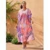 imageBsubseach Kaftan Dresses for Women Kaftan Cover Ups Swimwear Plus Size Tie Dye Kaftans Maxi Dress Long Beach Cover UpC Pinkpurple