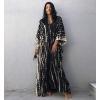 imageBsubseach Kaftan Dresses for Women Kaftan Cover Ups Swimwear Plus Size Tie Dye Kaftans Maxi Dress Long Beach Cover UpCblack