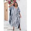 imageBsubseach Kaftan Dresses for Women Kaftan Cover Ups Swimwear Plus Size Tie Dye Kaftans Maxi Dress Long Beach Cover UpCblack White