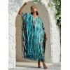 imageBsubseach Kaftan Dresses for Women Kaftan Cover Ups Swimwear Plus Size Tie Dye Kaftans Maxi Dress Long Beach Cover UpCblue Print