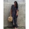 imageBsubseach Kaftan Dresses for Women Kaftan Cover Ups Swimwear Plus Size Tie Dye Kaftans Maxi Dress Long Beach Cover UpCdark Grey
