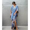 imageBsubseach Kaftan Dresses for Women Kaftan Cover Ups Swimwear Plus Size Tie Dye Kaftans Maxi Dress Long Beach Cover UpCgrayish Blue