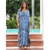 imageBsubseach Kaftan Dresses for Women Kaftan Cover Ups Swimwear Plus Size Tie Dye Kaftans Maxi Dress Long Beach Cover UpCgrayish Blue