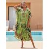 imageBsubseach Kaftan Dresses for Women Kaftan Cover Ups Swimwear Plus Size Tie Dye Kaftans Maxi Dress Long Beach Cover UpCgreen