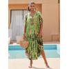 imageBsubseach Kaftan Dresses for Women Kaftan Cover Ups Swimwear Plus Size Tie Dye Kaftans Maxi Dress Long Beach Cover UpCgreen