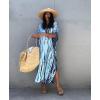 imageBsubseach Kaftan Dresses for Women Kaftan Cover Ups Swimwear Plus Size Tie Dye Kaftans Maxi Dress Long Beach Cover UpClight Blue
