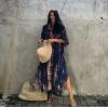 imageBsubseach Kaftan Dresses for Women Kaftan Cover Ups Swimwear Plus Size Tie Dye Kaftans Maxi Dress Long Beach Cover UpCnavy