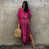 imageBsubseach Kaftan Dresses for Women Kaftan Cover Ups Swimwear Plus Size Tie Dye Kaftans Maxi Dress Long Beach Cover UpCrose