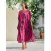 imageBsubseach Kaftan Dresses for Women Kaftan Cover Ups Swimwear Plus Size Tie Dye Kaftans Maxi Dress Long Beach Cover UpCrose