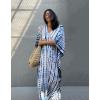 imageBsubseach Kaftan Dresses for Women Kaftan Cover Ups Swimwear Plus Size Tie Dye Kaftans Maxi Dress Long Beach Cover UpCwhite Blue