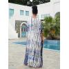 imageBsubseach Kaftan Dresses for Women Kaftan Cover Ups Swimwear Plus Size Tie Dye Kaftans Maxi Dress Long Beach Cover UpCwhite Blue
