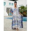 imageBsubseach Kaftan Dresses for Women Kaftan Cover Ups Swimwear Plus Size Tie Dye Kaftans Maxi Dress Long Beach Cover UpCwhite Blue