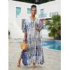 imageBsubseach Kaftan Dresses for Women Kaftan Cover Ups Swimwear Plus Size Tie Dye Kaftans Maxi Dress Long Beach Cover UpCwhite Blue