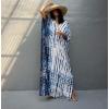imageBsubseach Kaftan Dresses for Women Kaftan Cover Ups Swimwear Plus Size Tie Dye Kaftans Maxi Dress Long Beach Cover UpCwhite Blue