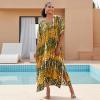 imageBsubseach Kaftan Dresses for Women Kaftan Cover Ups Swimwear Plus Size Tie Dye Kaftans Maxi Dress Long Beach Cover UpCyellow Green