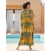imageBsubseach Kaftan Dresses for Women Kaftan Cover Ups Swimwear Plus Size Tie Dye Kaftans Maxi Dress Long Beach Cover UpCyellow Green