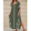 imageBsubseach Kaftan Dresses for Women Swimsuit Coverup Beach Caftans Cover Ups for Swimwear Loungewear Bird EmbroideryLarmy Green