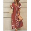 imageBsubseach Kaftan Dresses for Women Swimsuit Coverup Beach Caftans Cover Ups for Swimwear Loungewear Bird EmbroideryLbrick Red