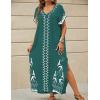 imageBsubseach Kaftan Dresses for Women Swimsuit Coverup Beach Caftans Cover Ups for Swimwear Loungewear Bird EmbroideryLdark Green