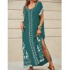 imageBsubseach Kaftan Dresses for Women Swimsuit Coverup Beach Caftans Cover Ups for Swimwear Loungewear Bird EmbroideryLdark Green