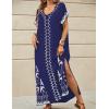 imageBsubseach Kaftan Dresses for Women Swimsuit Coverup Beach Caftans Cover Ups for Swimwear Loungewear Bird EmbroideryLnavy Blue