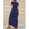 imageBsubseach Kaftan Dresses for Women Swimsuit Coverup Beach Caftans Cover Ups for Swimwear Loungewear Bird EmbroideryLnavy Blue