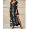 imageBsubseach Kaftan Dresses for Women Swimsuit Coverup Beach Caftans Cover Ups for Swimwear Loungewear Bird EmbroideryYblack