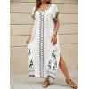 imageBsubseach Kaftan Dresses for Women Swimsuit Coverup Beach Caftans Cover Ups for Swimwear Loungewear Bird EmbroideryYwhite