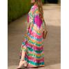 imageBsubseach Plus Size Kaftan Dresses Bathing Suit Cover Up Caftans for Women Beach Robe Pink