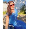 imageBsubseach Swimsuit Cover Ups Embroidery V Neck Short Sleeve Swim Cover Up for Women Kaftan DressesWblue Embroidery