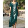 imageBsubseach Swimsuit Cover Ups Embroidery V Neck Short Sleeve Swim Cover Up for Women Kaftan DressesWgreen Embroidery