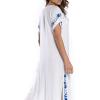 imageBsubseach Swimsuit Cover Ups Embroidery V Neck Short Sleeve Swim Cover Up for Women Kaftan DressesWhite