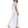 imageBsubseach Swimsuit Cover Ups Embroidery V Neck Short Sleeve Swim Cover Up for Women Kaftan DressesWhite